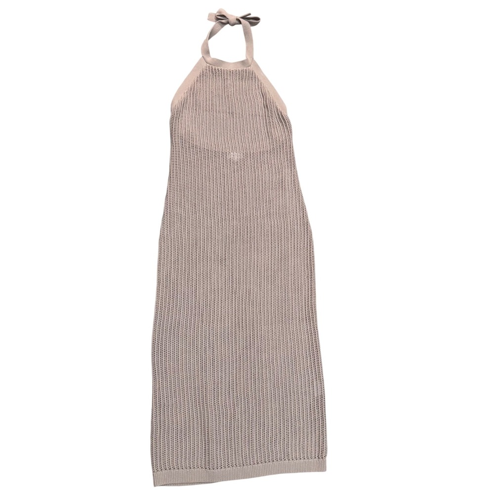 Summersalt Crochet Halter Dress Women Size M Sand Beige EUC Open Back Knit $145 - Picture 14 of 16